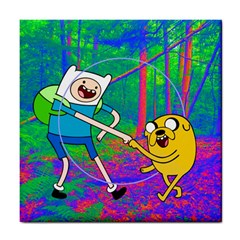 Jake And Finn Adventure Time Landscape Forest Saturation Tile Coaster by Sarkoni