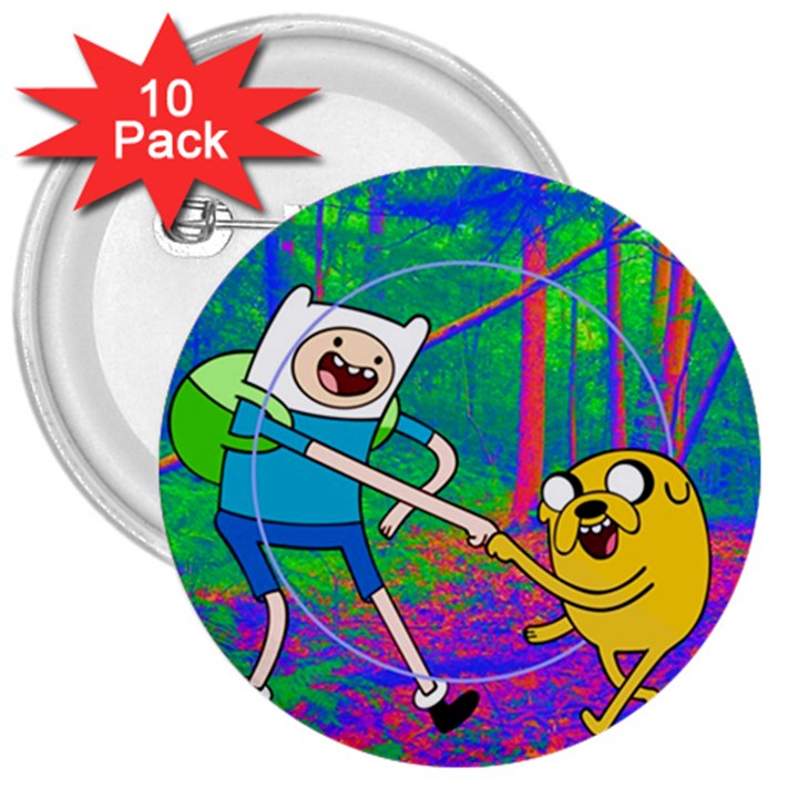 Jake And Finn Adventure Time Landscape Forest Saturation 3  Buttons (10 pack) 