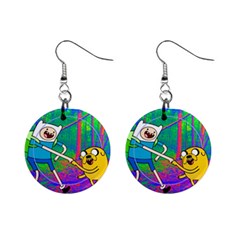 Jake And Finn Adventure Time Landscape Forest Saturation Mini Button Earrings by Sarkoni