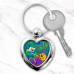 Jake And Finn Adventure Time Landscape Forest Saturation Key Chain (heart) by Sarkoni