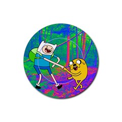 Jake And Finn Adventure Time Landscape Forest Saturation Rubber Coaster (round) by Sarkoni