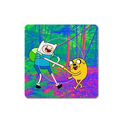 Jake And Finn Adventure Time Landscape Forest Saturation Square Magnet by Sarkoni