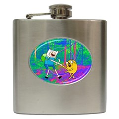 Jake And Finn Adventure Time Landscape Forest Saturation Hip Flask (6 Oz) by Sarkoni