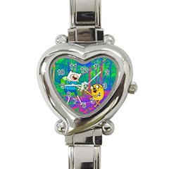 Jake And Finn Adventure Time Landscape Forest Saturation Heart Italian Charm Watch by Sarkoni