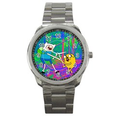 Jake And Finn Adventure Time Landscape Forest Saturation Sport Metal Watch by Sarkoni