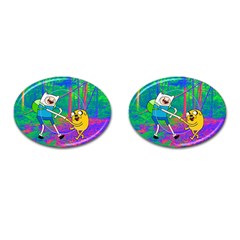 Jake And Finn Adventure Time Landscape Forest Saturation Cufflinks (oval) by Sarkoni