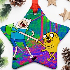 Jake And Finn Adventure Time Landscape Forest Saturation Star Ornament (two Sides) by Sarkoni