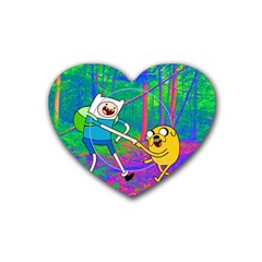 Jake And Finn Adventure Time Landscape Forest Saturation Rubber Coaster (heart)