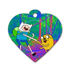 Jake And Finn Adventure Time Landscape Forest Saturation Dog Tag Heart (one Side) by Sarkoni