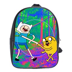 Jake And Finn Adventure Time Landscape Forest Saturation School Bag (large) by Sarkoni