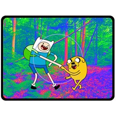 Jake And Finn Adventure Time Landscape Forest Saturation Fleece Blanket (large) by Sarkoni