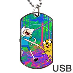 Jake And Finn Adventure Time Landscape Forest Saturation Dog Tag Usb Flash (one Side) by Sarkoni