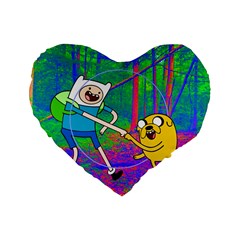 Jake And Finn Adventure Time Landscape Forest Saturation Standard 16  Premium Heart Shape Cushions by Sarkoni