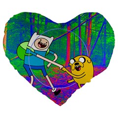 Jake And Finn Adventure Time Landscape Forest Saturation Large 19  Premium Heart Shape Cushions by Sarkoni