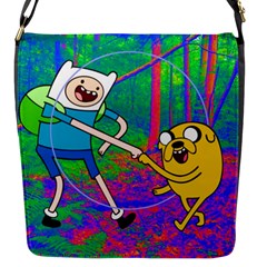 Jake And Finn Adventure Time Landscape Forest Saturation Flap Closure Messenger Bag (s) by Sarkoni