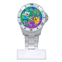 Jake And Finn Adventure Time Landscape Forest Saturation Plastic Nurses Watch by Sarkoni