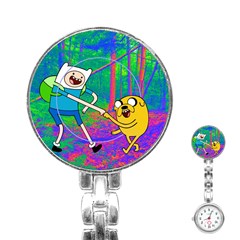 Jake And Finn Adventure Time Landscape Forest Saturation Stainless Steel Nurses Watch by Sarkoni