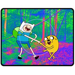 Jake And Finn Adventure Time Landscape Forest Saturation Two Sides Fleece Blanket (medium) by Sarkoni