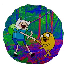 Jake And Finn Adventure Time Landscape Forest Saturation Large 18  Premium Flano Round Cushions by Sarkoni