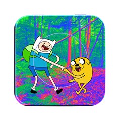 Jake And Finn Adventure Time Landscape Forest Saturation Square Metal Box (black) by Sarkoni