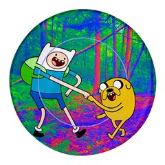 Jake And Finn Adventure Time Landscape Forest Saturation Round Glass Fridge Magnet (4 Pack) by Sarkoni