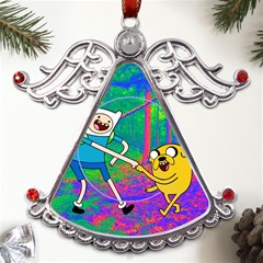 Jake And Finn Adventure Time Landscape Forest Saturation Metal Angel With Crystal Ornament by Sarkoni