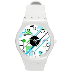 Geometric Shapes Background Round Plastic Sport Watch (m)