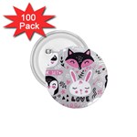 Big Set With Cute Cartoon Animals Bear Panda Bunny Penguin Cat Fox 1.75  Buttons (100 pack)  Front