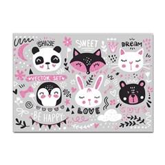 Big Set With Cute Cartoon Animals Bear Panda Bunny Penguin Cat Fox Sticker A4 (10 Pack) by Bedest