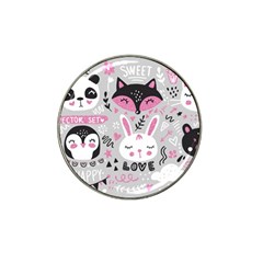 Big Set With Cute Cartoon Animals Bear Panda Bunny Penguin Cat Fox Hat Clip Ball Marker by Bedest