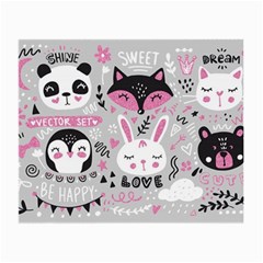 Big Set With Cute Cartoon Animals Bear Panda Bunny Penguin Cat Fox Small Glasses Cloth (2 Sides) by Bedest