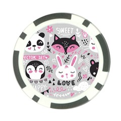 Big Set With Cute Cartoon Animals Bear Panda Bunny Penguin Cat Fox Poker Chip Card Guard by Bedest