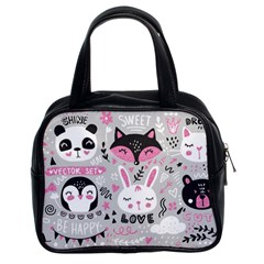 Big Set With Cute Cartoon Animals Bear Panda Bunny Penguin Cat Fox Classic Handbag (two Sides) by Bedest