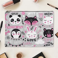 Big Set With Cute Cartoon Animals Bear Panda Bunny Penguin Cat Fox Cosmetic Bag (xl) by Bedest