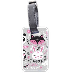 Big Set With Cute Cartoon Animals Bear Panda Bunny Penguin Cat Fox Luggage Tag (one Side) by Bedest