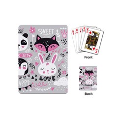 Big Set With Cute Cartoon Animals Bear Panda Bunny Penguin Cat Fox Playing Cards Single Design (mini) by Bedest