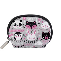 Big Set With Cute Cartoon Animals Bear Panda Bunny Penguin Cat Fox Accessory Pouch (small) by Bedest