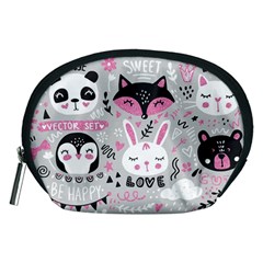 Big Set With Cute Cartoon Animals Bear Panda Bunny Penguin Cat Fox Accessory Pouch (medium) by Bedest