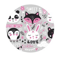 Big Set With Cute Cartoon Animals Bear Panda Bunny Penguin Cat Fox Mini Round Pill Box by Bedest