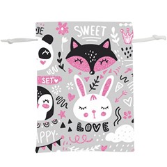 Big Set With Cute Cartoon Animals Bear Panda Bunny Penguin Cat Fox Lightweight Drawstring Pouch (xl) by Bedest