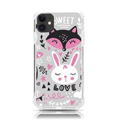 Big Set With Cute Cartoon Animals Bear Panda Bunny Penguin Cat Fox Iphone 11 Tpu Uv Print Case by Bedest