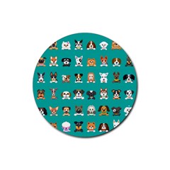 Different Type Vector Cartoon Dog Faces Rubber Coaster (round) by Bedest