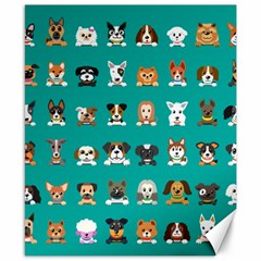 Different Type Vector Cartoon Dog Faces Canvas 8  x 10 