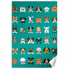 Different Type Vector Cartoon Dog Faces Canvas 12  x 18 