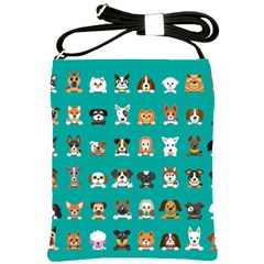 Different Type Vector Cartoon Dog Faces Shoulder Sling Bag