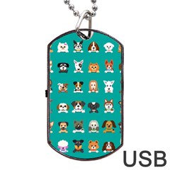 Different Type Vector Cartoon Dog Faces Dog Tag Usb Flash (one Side) by Bedest