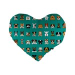 Different Type Vector Cartoon Dog Faces Standard 16  Premium Heart Shape Cushions Front