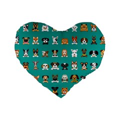 Different Type Vector Cartoon Dog Faces Standard 16  Premium Flano Heart Shape Cushions by Bedest