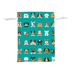 Different Type Vector Cartoon Dog Faces Lightweight Drawstring Pouch (M)