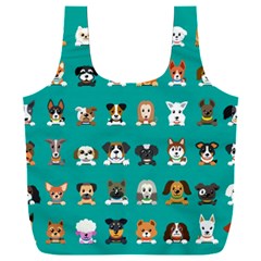 Different Type Vector Cartoon Dog Faces Full Print Recycle Bag (XXXL)